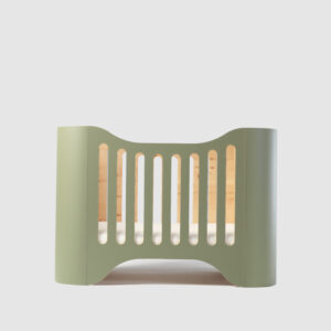 Set Minibett aus Arvenholz (70 x 125cm), Matratze Natur, Lattenrosteinsatz - Moosgrün
